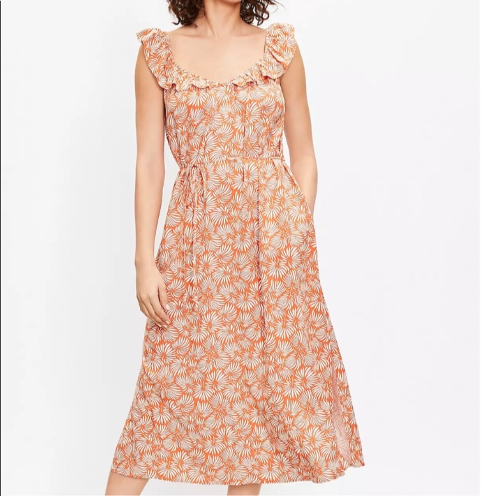LOFT NWT Petite Leafed Flutter Strap Pocket Midi Dress